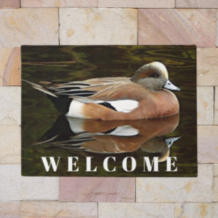 American Wigeon Duck on Pond Welcome Doormat