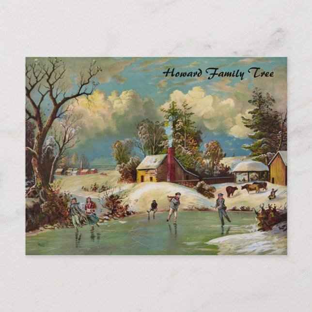 American Winter Life Christmas Scene Holiday Postcard (Front)