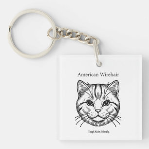 American Wirehair Portrait Keychain