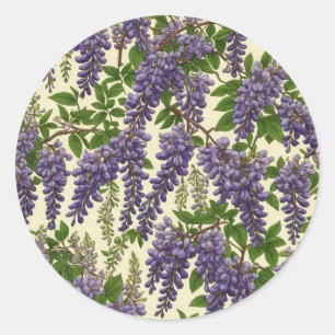 American Wisteria pattern drawing  Classic Round Sticker