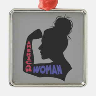 American Woman dark grey Metal Ornament