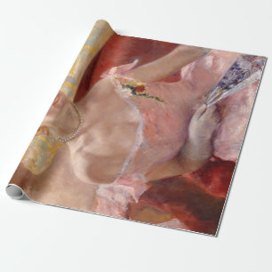 American Woman with a Pearl Necklace & Pink Dress Wrapping Paper