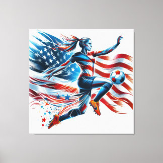 American Women's soccer. Stretched Canvas Print 