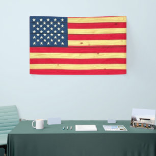 AMERICAN WOOD FLAG ART BANNER