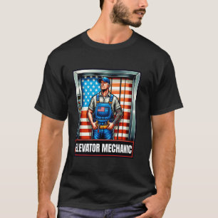 American Worker Elevator Mechanic Maintenance USA T-Shirt