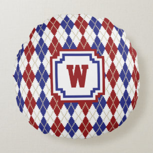 Americana Argyle Round Pillow