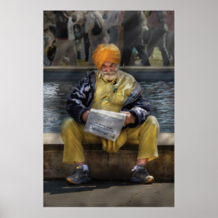 Americana - Casually reading a newspaper Poster
