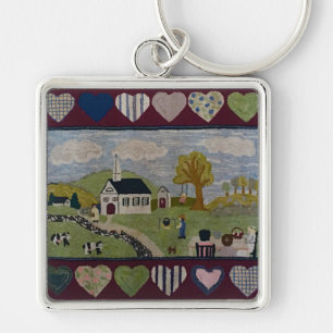 Americana Country Hooked Rug Keychain