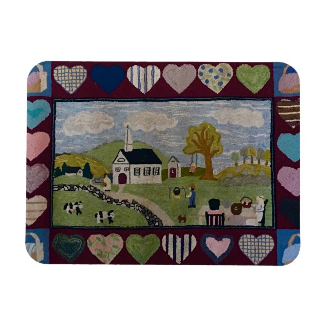 Americana Country Hooked Rug Magnet (Horizontal)