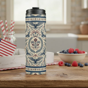 Americana Eagles Floral Stars & Stripes  ID1298 Thermal Tumbler