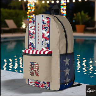 Americana Floral Camo Monogram Backpack
