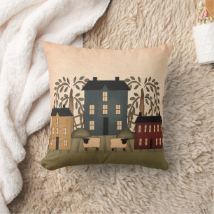 Americana Folk Art Maisons Coussin