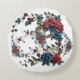 Americana Garden Patriot Roses Round Pillow