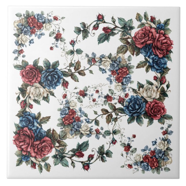 Americana Garden Patriot Roses Tile (Front)