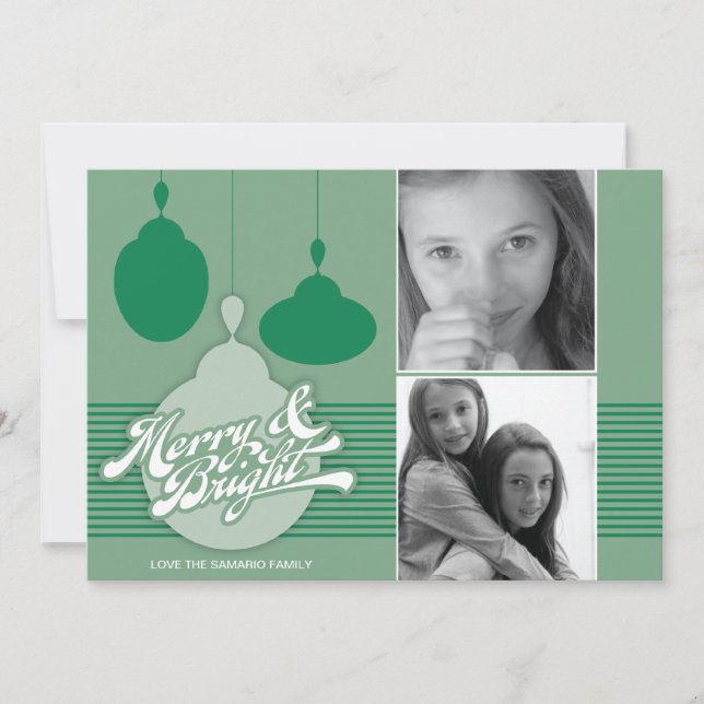 Americana Green Ornament Holiday Photo Card (Front)