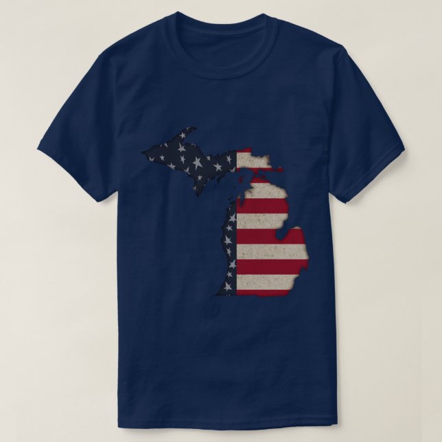 Americana Grunge Michigan | Front and Back Image T-Shirt (Design Front)