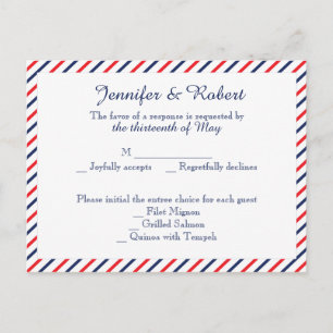 Americana Hearts Wedding RSVP Postcard