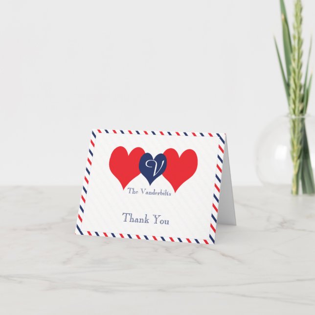 Americana Hearts Wedding Thank You (Front)