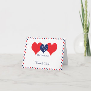 Americana Hearts Wedding Thank You Card