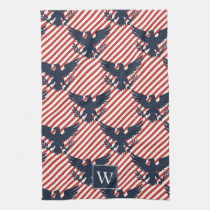 Americana Heritage Eagle Stripe Monogram Kitchen Towel