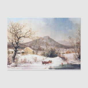 Americana Horse Sleigh Snowy Winter Tissue Paper