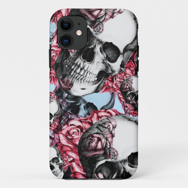 Americana Multi rose skull pattern. Case-Mate iPhone Case (Back)