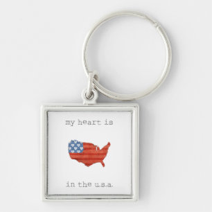 Americana   My Heart Is In The USA Map Keychain