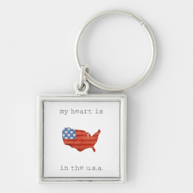 Americana | My Heart Is In The USA Map Keychain (Front)