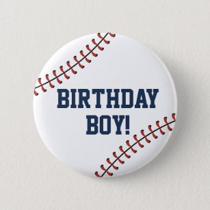 Americana Navy & Red Baseball Birthday Boy/Girl 2 Inch Round Button