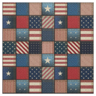 Americana Patchwork Image Fabric