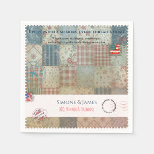 Americana Patchwork Memory Quilt Party Decor Napkin
