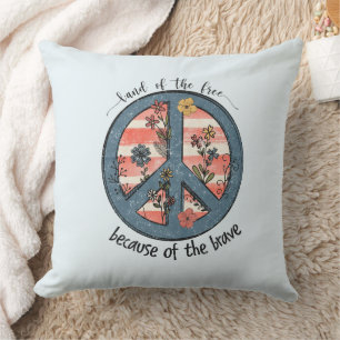 Americana Peace Symbol  Throw Pillow