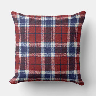 Americana Plaid Plaid Blue, White And Red Heritage Throw Pillow