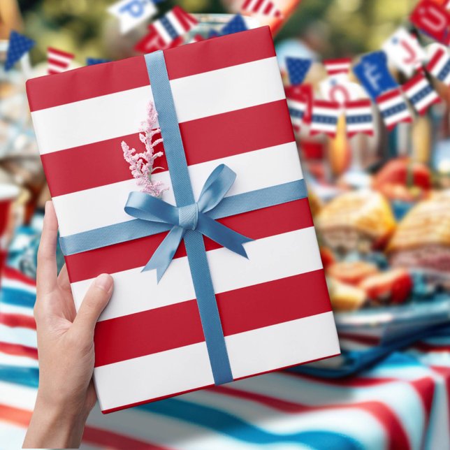Americana Red And White Stripes Wrapping Paper Sheet (Creator Uploaded)