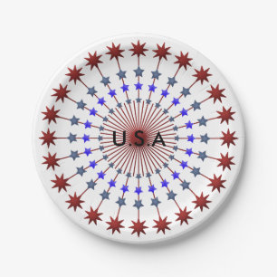 Americana, Red White and Blue with Stars Paper Plate