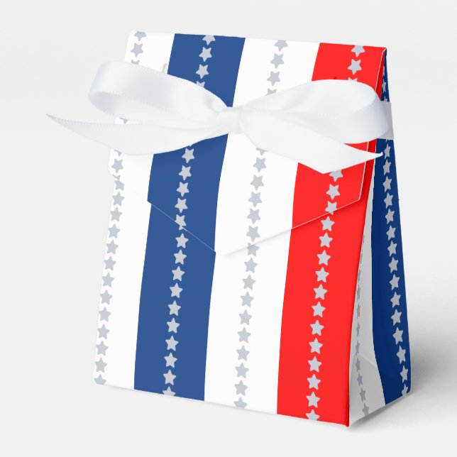 Americana Red White Blue Stars & Stripes Favor Box (Front Side)