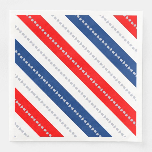 Americana Red White Blue Stars & Stripes Napkin (Front)