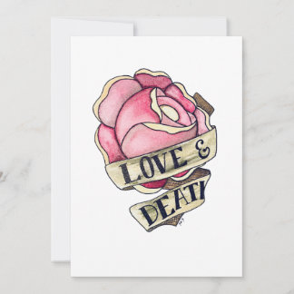 Americana rose art holiday card