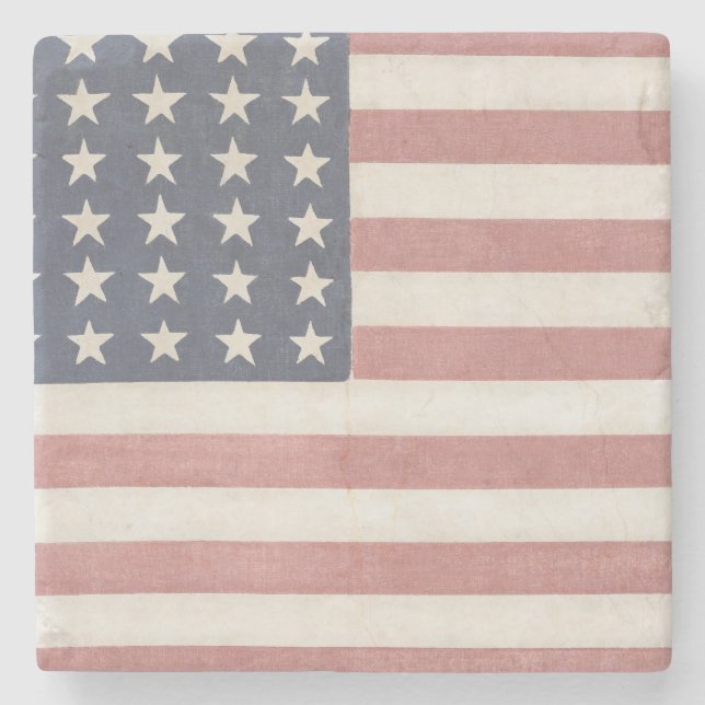 Americana Rustic American Flag Stone Coaster (Front)