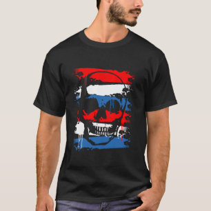 Americana Skull Paint Drip America USA Flag T-Shirt