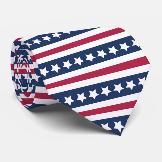 Americana stars and stripes  neck tie (Rolled)