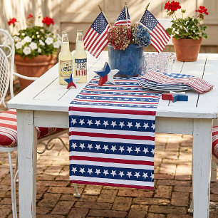 Americana stars and stripes short table runner