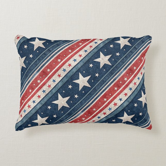 Americana/Stars Stripes/Patriotic Accent Pillow (Front)