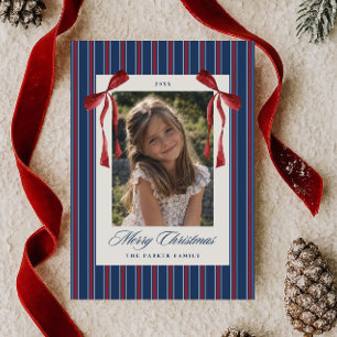 Americana Stripe Merry Christmas Photo Holiday Card