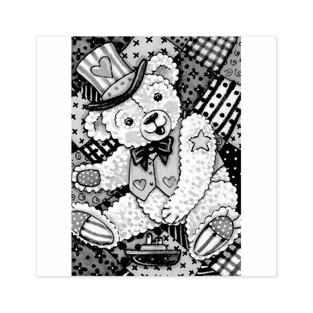 AMERICANA TEDDY BEAR & QUILT RUBBER STAMP (Imprint)