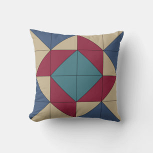 Americana Whirlpool Quilt Block Throw Pillow