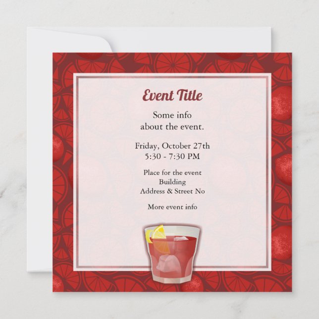 Americano Cocktail Invitation (Back)