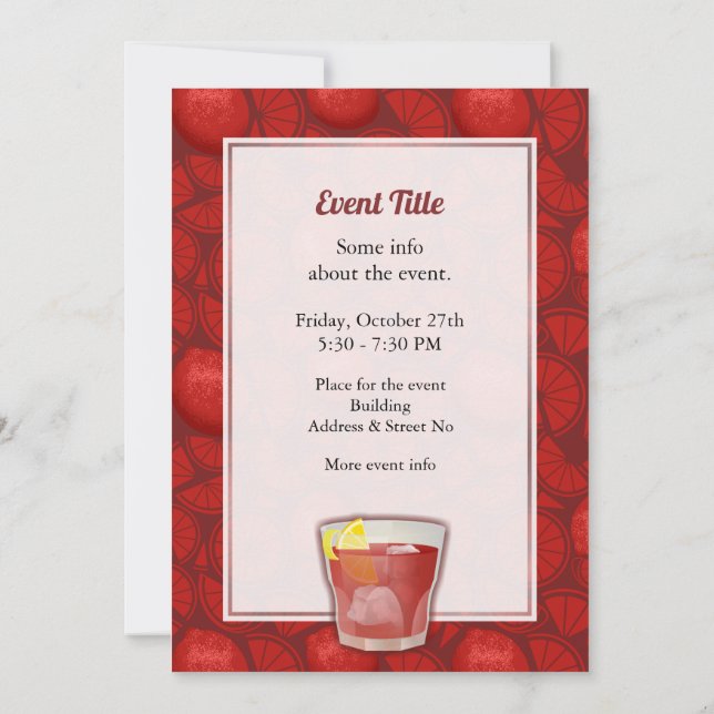 Americano Cocktail Invitation (Back)