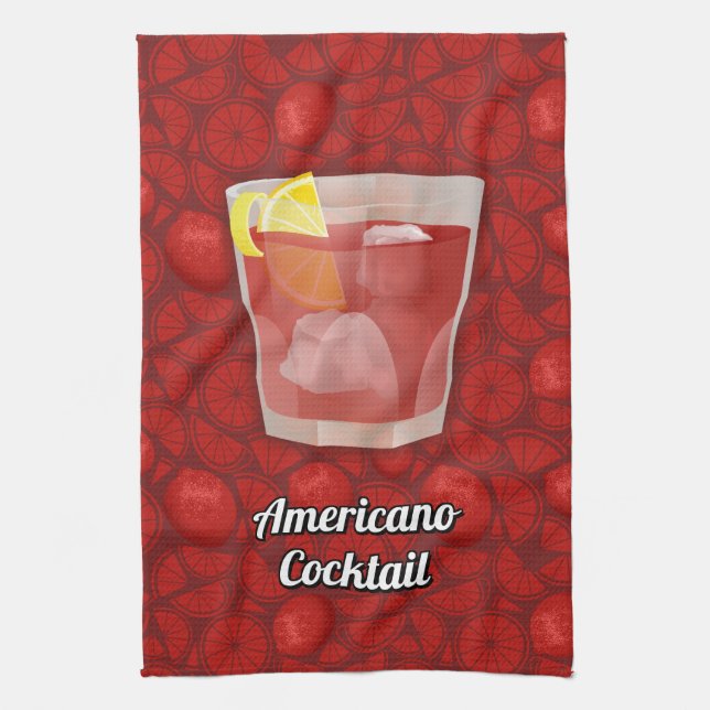 Americano cocktail kitchen towel (Vertical)