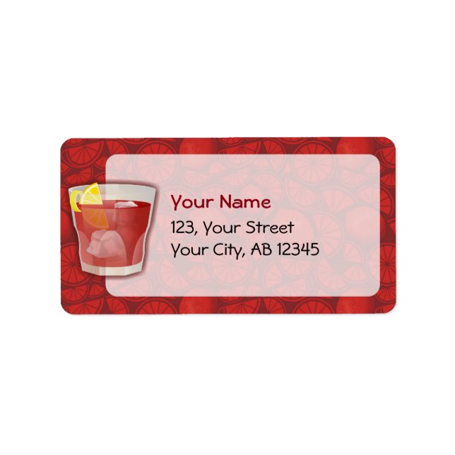 Americano cocktail label (Front)